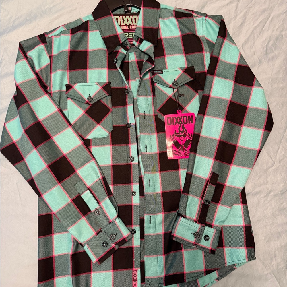 DIXXON Shreddy Flannel - Mint, men’s medium Shirt NWT